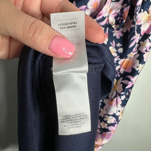 Lulus Women's Admirable Charmer Navy Blue Floral Satin Tie-Back Midi Dress S‎ - Picture 15 of 15